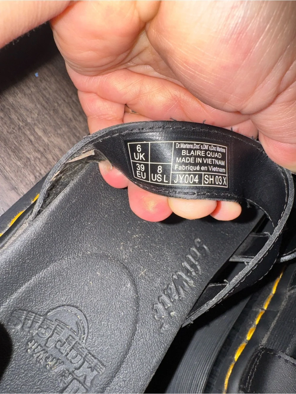 Dr. Martens Black Sandals with Yellow Stitching